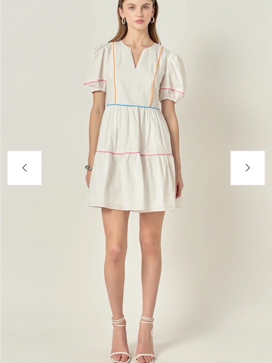 English Factory Dresses & Skirts - English Factory Puff Sleeve Dress with Colorful Trim